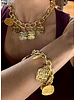4 soles multi coins necklace/brazaley