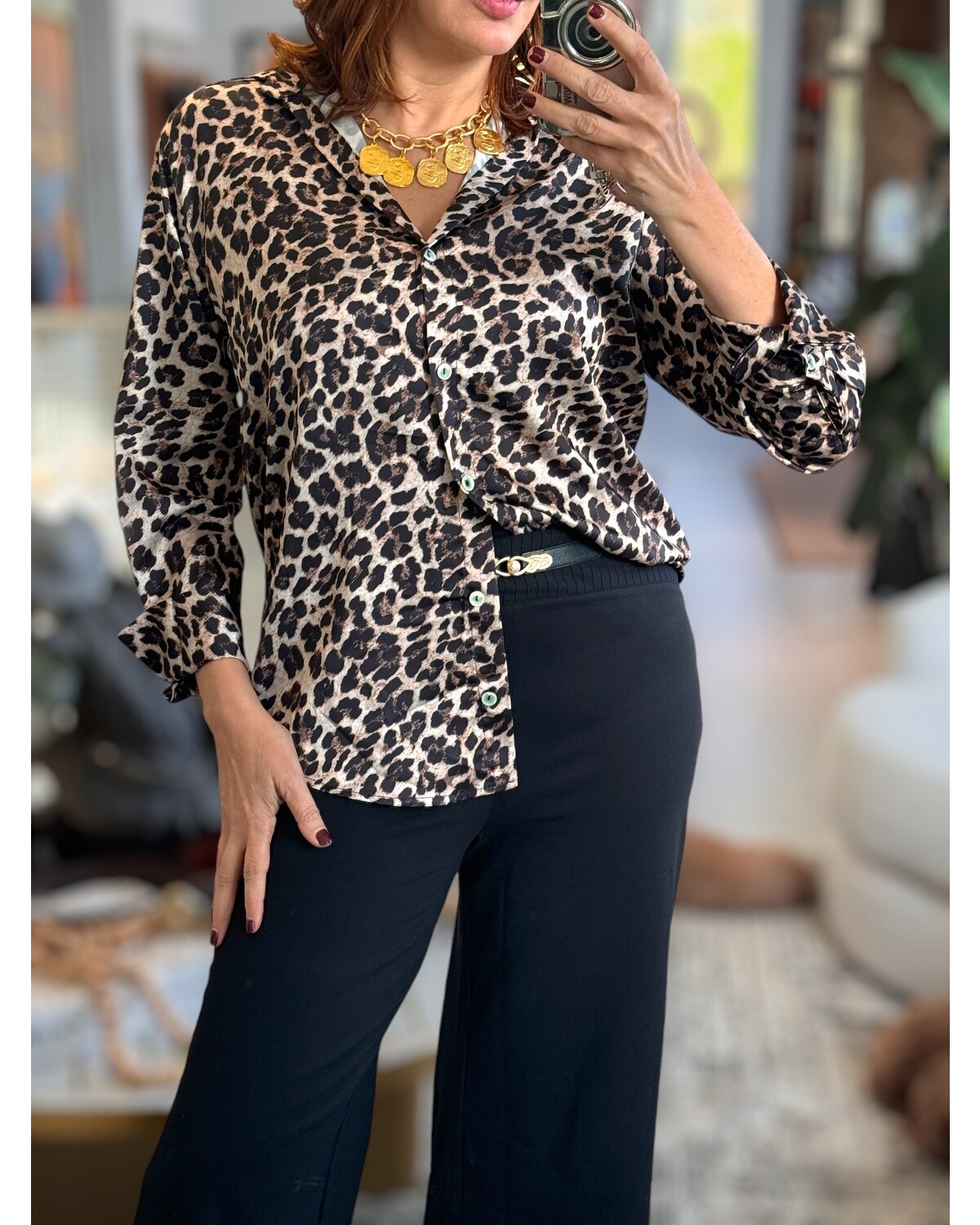 Animal print fluid shirt