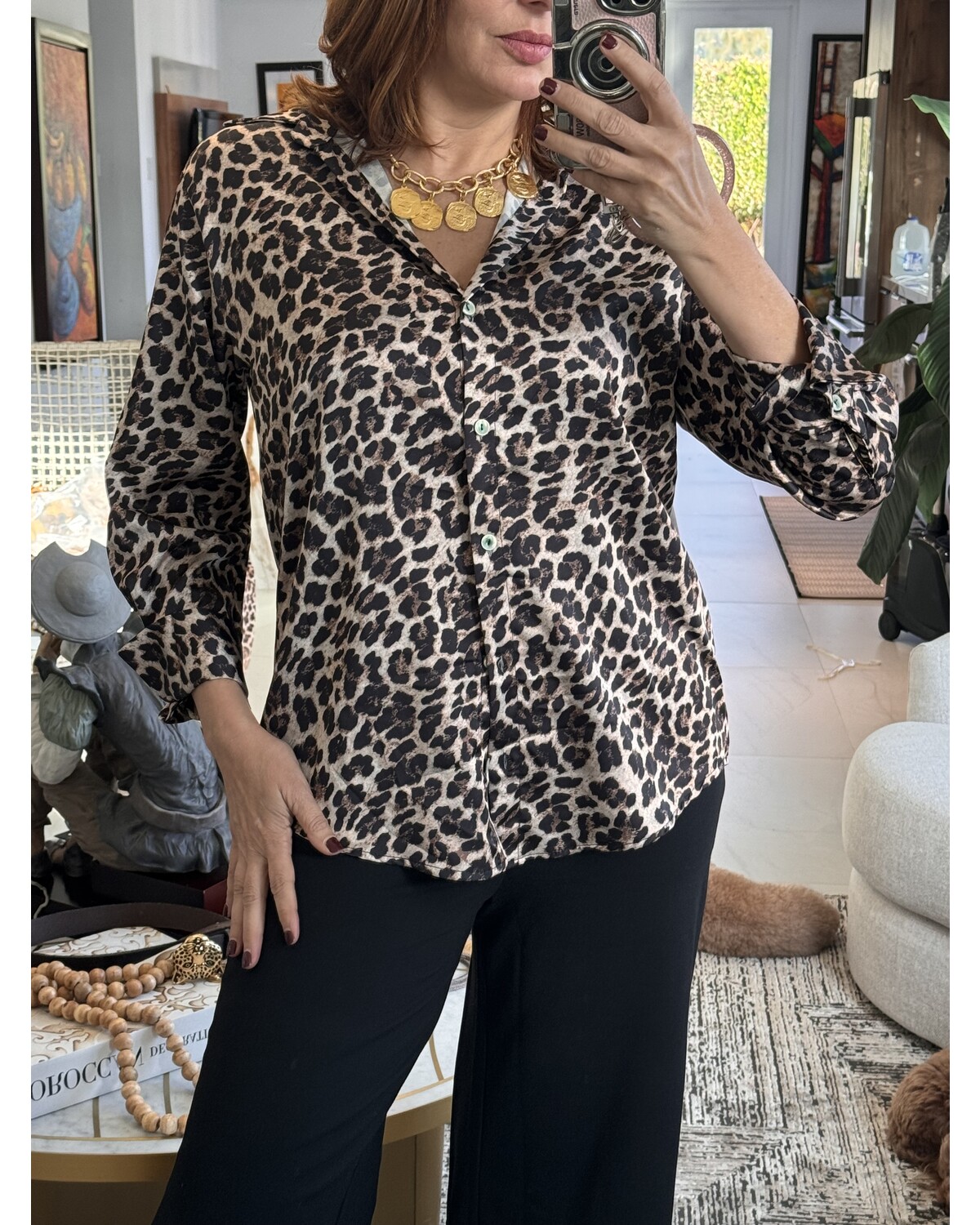 Animal print fluid shirt