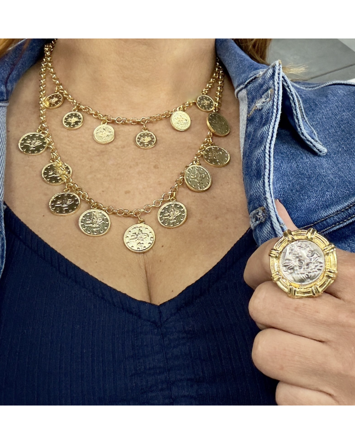 Double Layers Coins Necklace