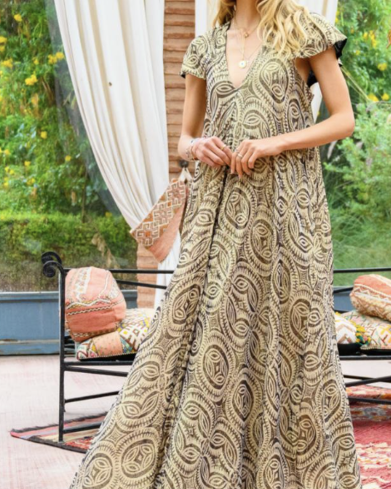 Golden Etno Maxi Dress