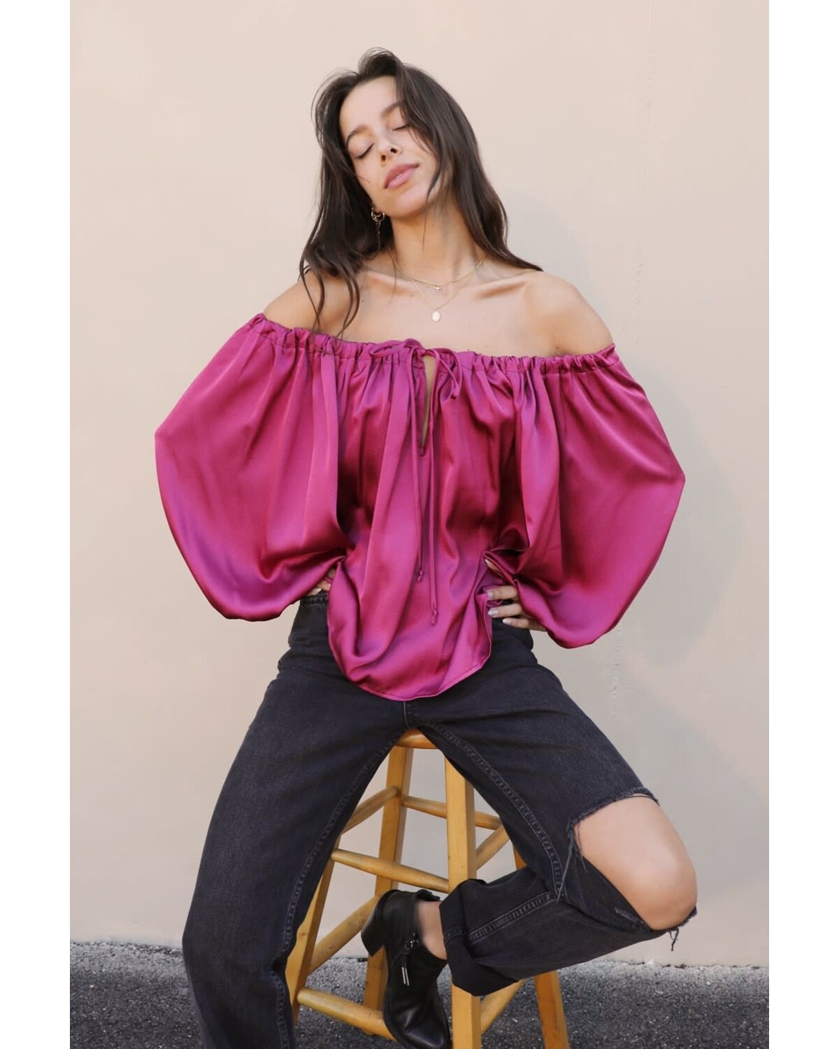 hammered satin top