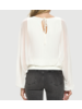 Crew Neck Chiffon Batwing Back Tie Top W/ Waistband & Gathered Cuffs