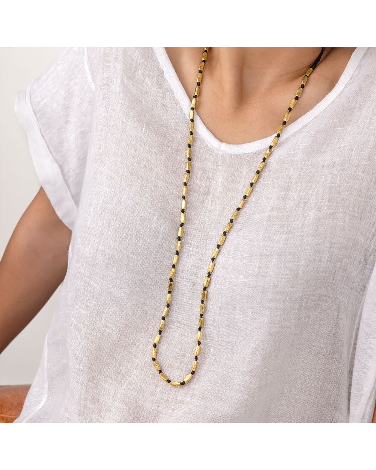 DRY1002MACRAME NECKLACE NUGGETS