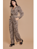 SURPLICE WASIT SMOCKING LONG SLEVEE JUMPSUIT