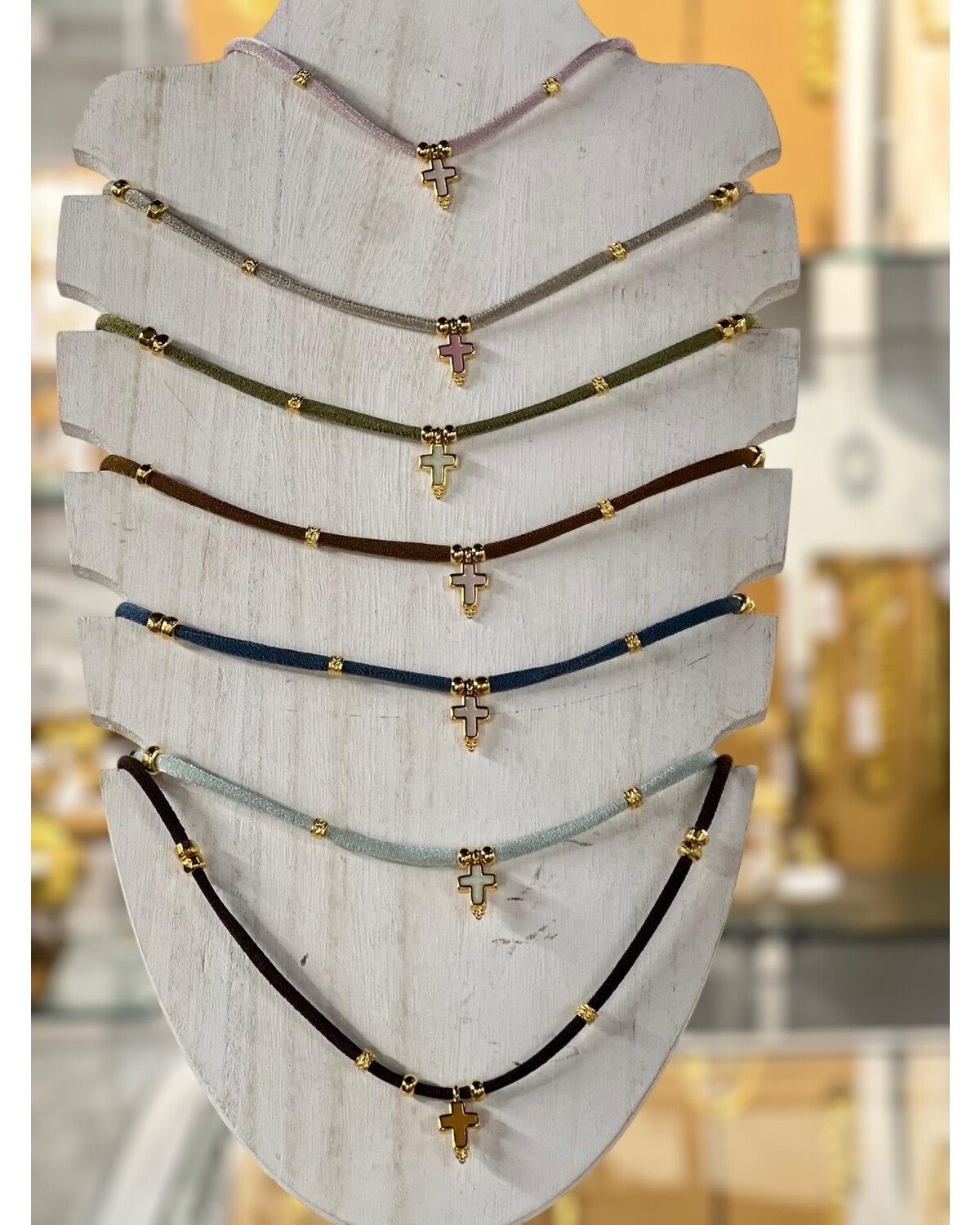 Enamel cross necklaces