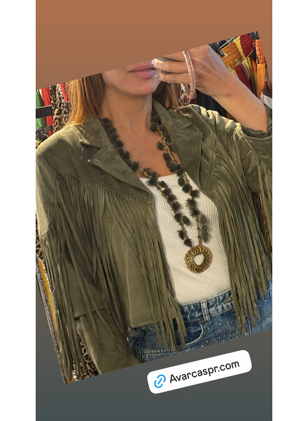 FAUX SUEDE FRINGE JACKET