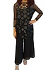 Boat-Neck See Through and Chiffon Layered Pants Set