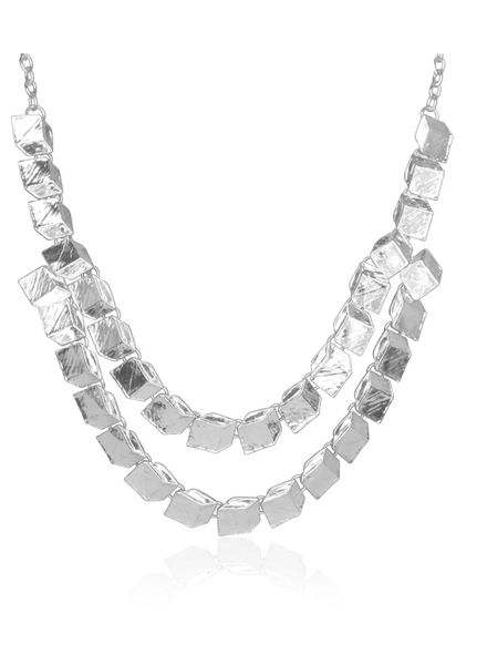 3D textured squares Necklace Rose Gold