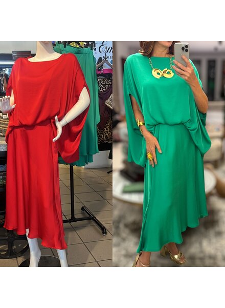 Satin red Set Tunic & Skirt