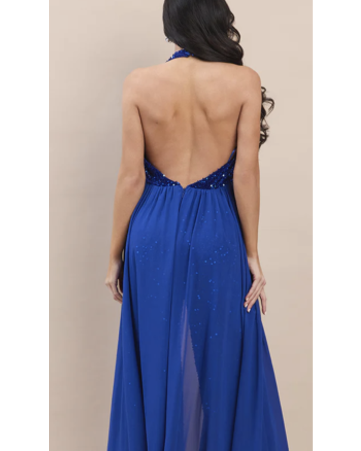 SEQUIN HALTER JUMPSUIT BLUE
