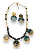 Set collar flor encapsulada  azul