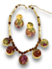 Set collar flor encapsulada  burgundy