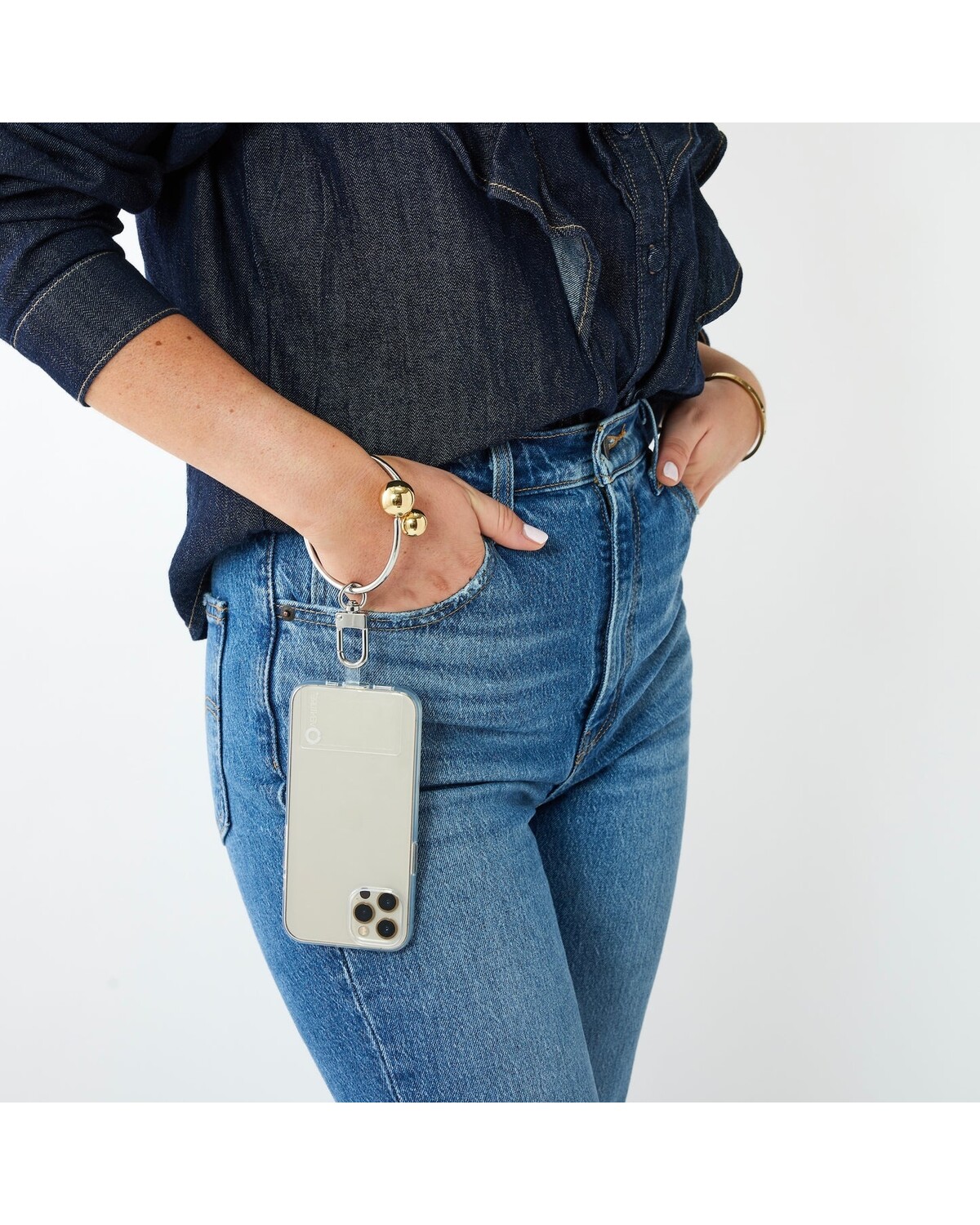 Big O® Phone Bracelet - Gold & Pearl Phone Wristlet