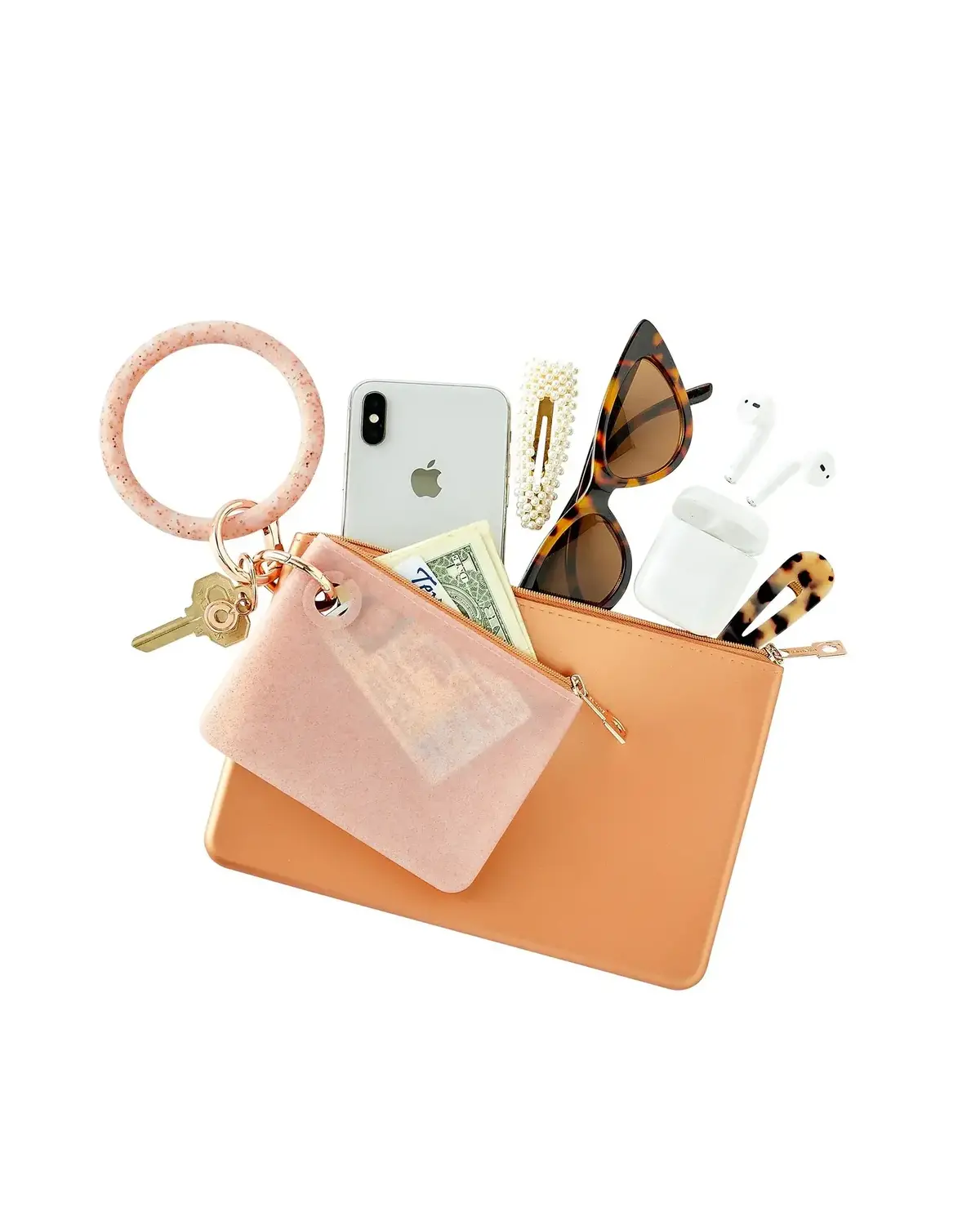 Silicone Big O® Key Ring - Rose Gold Confetti