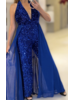 SEQUIN HALTER JUMPSUIT BLUE