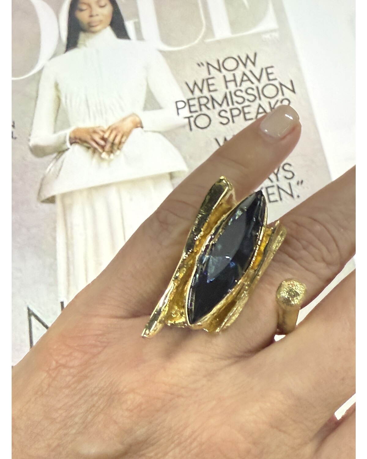 Blue crystal statement ring