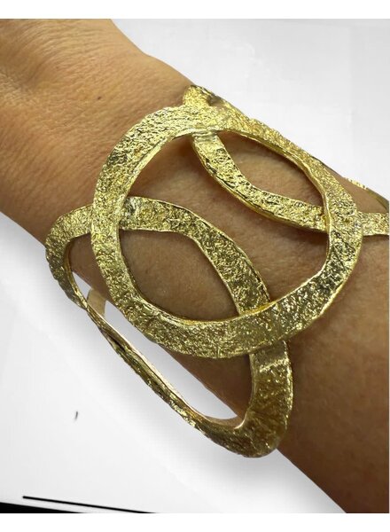 Abstract textured gold cuff