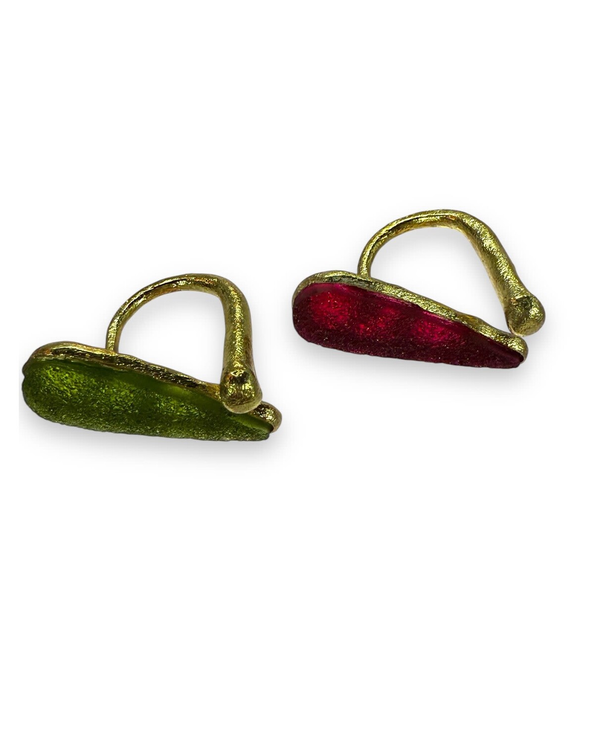 Red and Green Glass Statement Rings