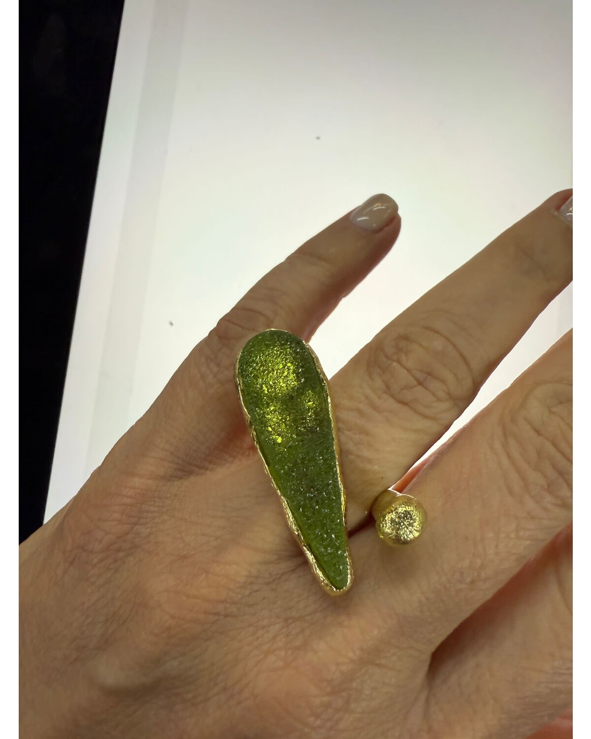 Red and Green Glass Statement Rings