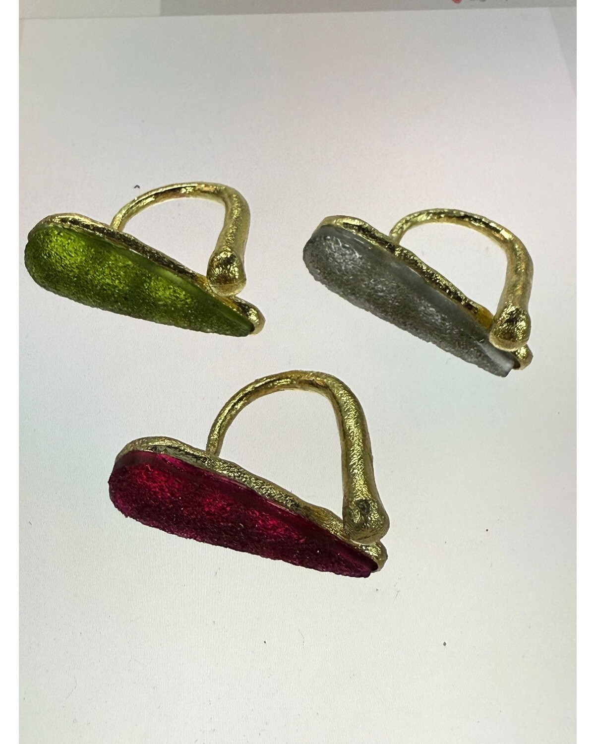Red and Green Glass Statement Rings