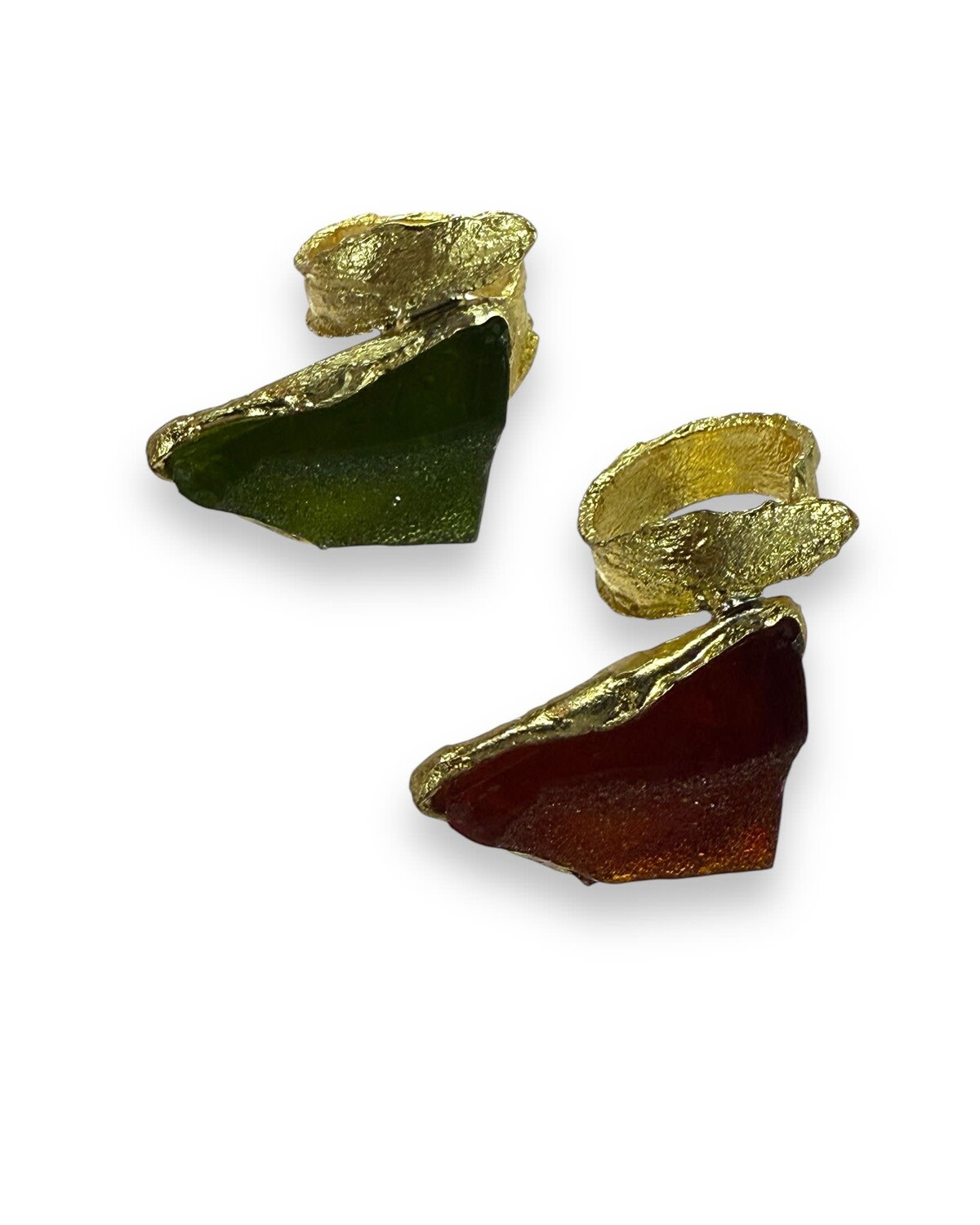 : Earthy Glass Chunk Rings