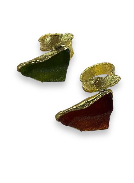 : Earthy Glass Chunk Rings