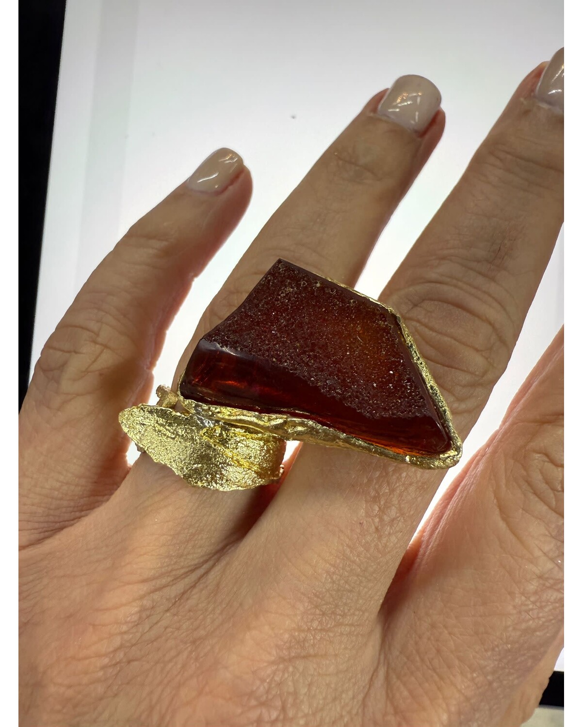 : Earthy Glass Chunk Rings