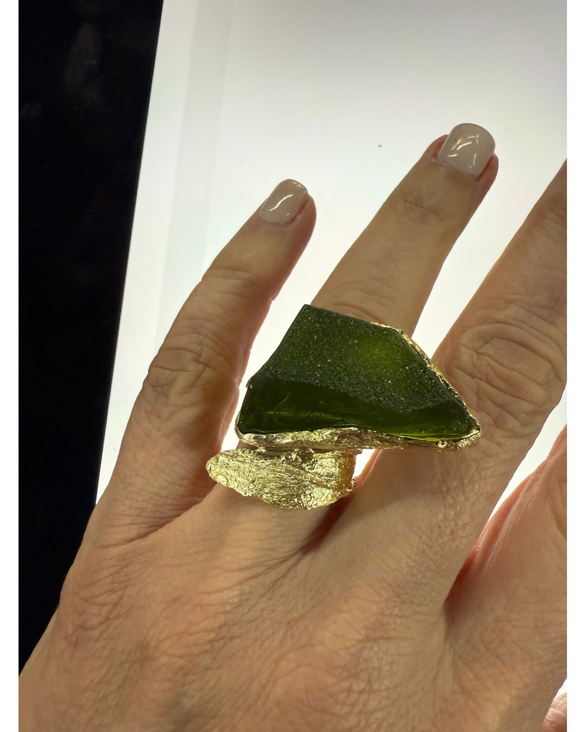: Earthy Glass Chunk Rings