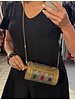 antique gold finish metal bag with stones