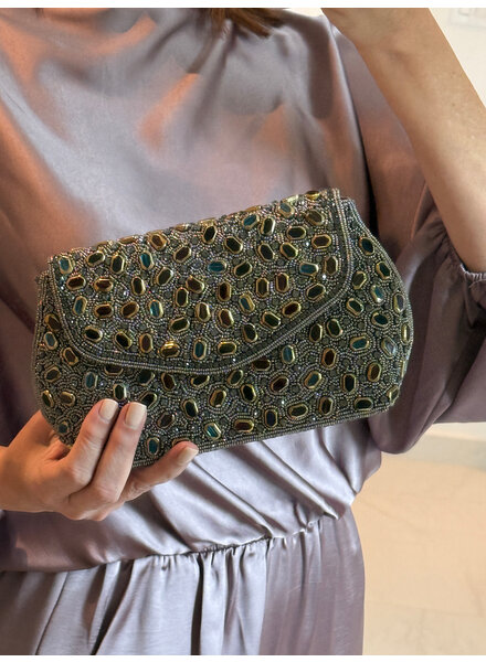 Beaded gemstone clutch