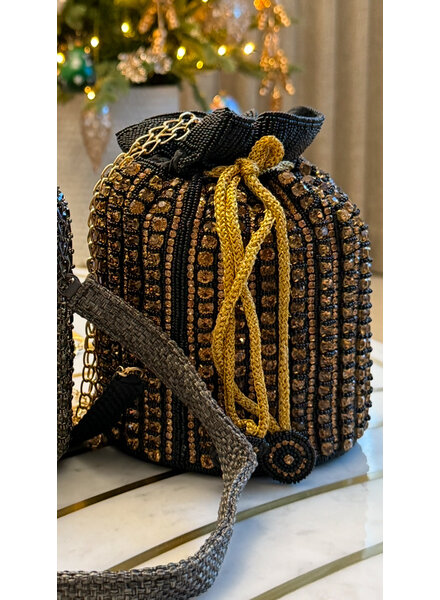 SHIMMERING BEADED BUCKET gold