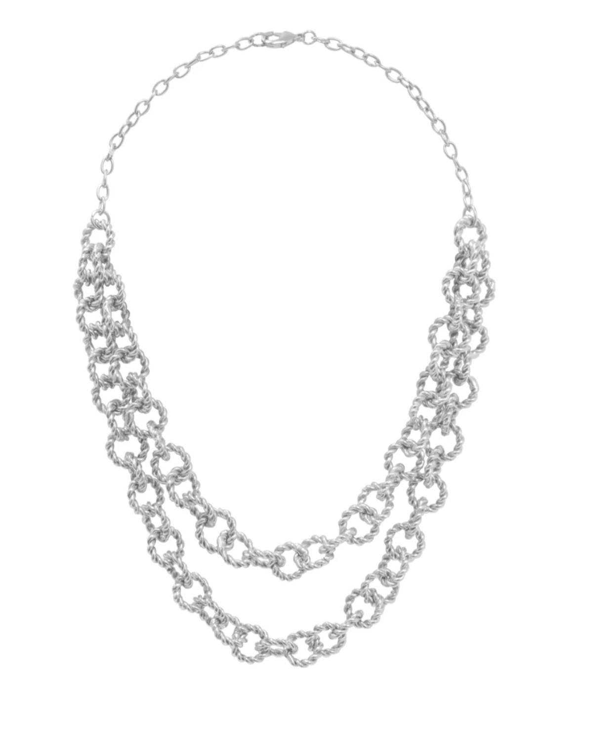 silver double chain necklace