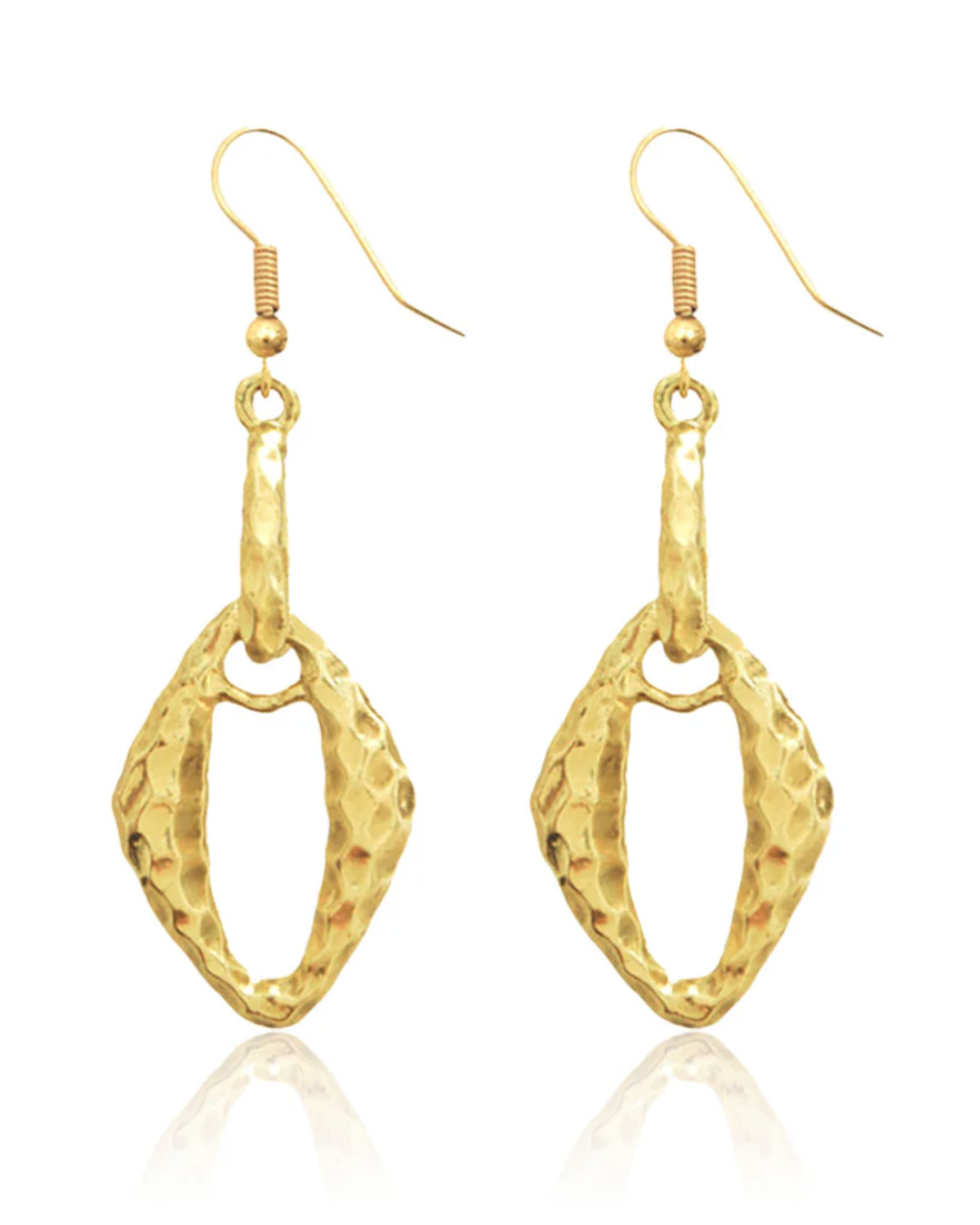 Small hammered oval cut-out dangle earrings.