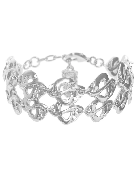 Greek-inspired double-strand link bracelet. SILVER