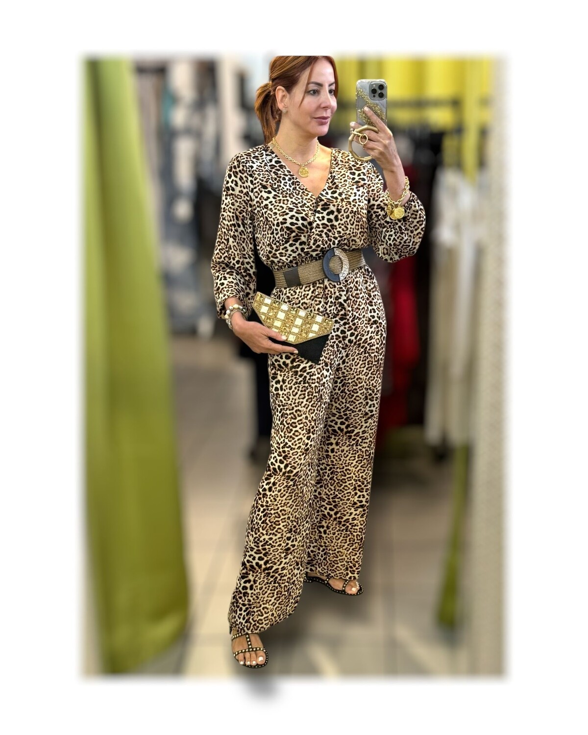 SURPLICE WASIT SMOCKING LONG SLEVEE JUMPSUIT