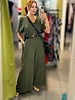 FLOUNCE SLEEVE SMOCK WAIST WIDE LEG WOVEN JUMPSUIT WITH SIDE POCKETS