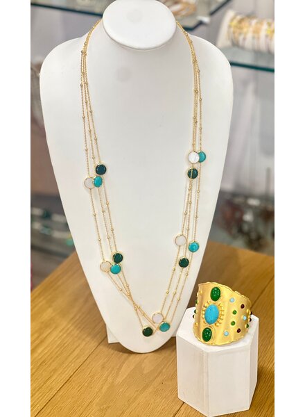 Elegant Multi-Strand Necklace and Statement Cuff Bracelet