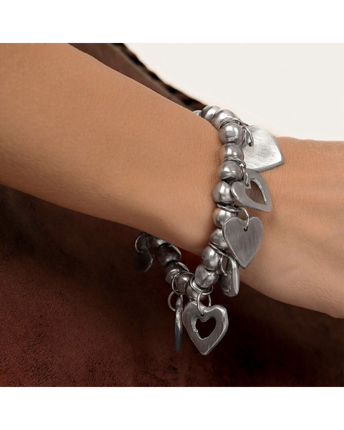 al01144BRACELET ELASTIQUE BOULES MULTICOEURS
