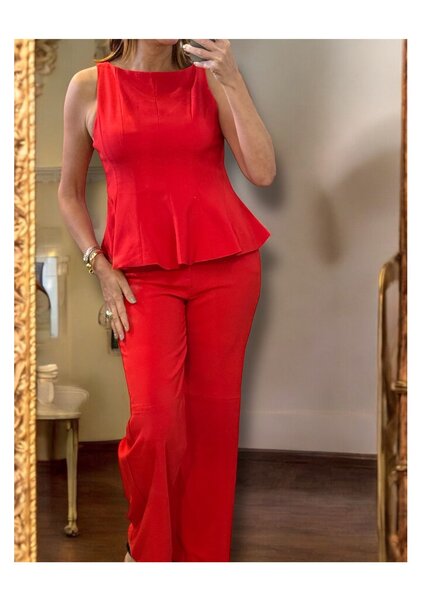 Sleeveless Fitted Top & Pant Red