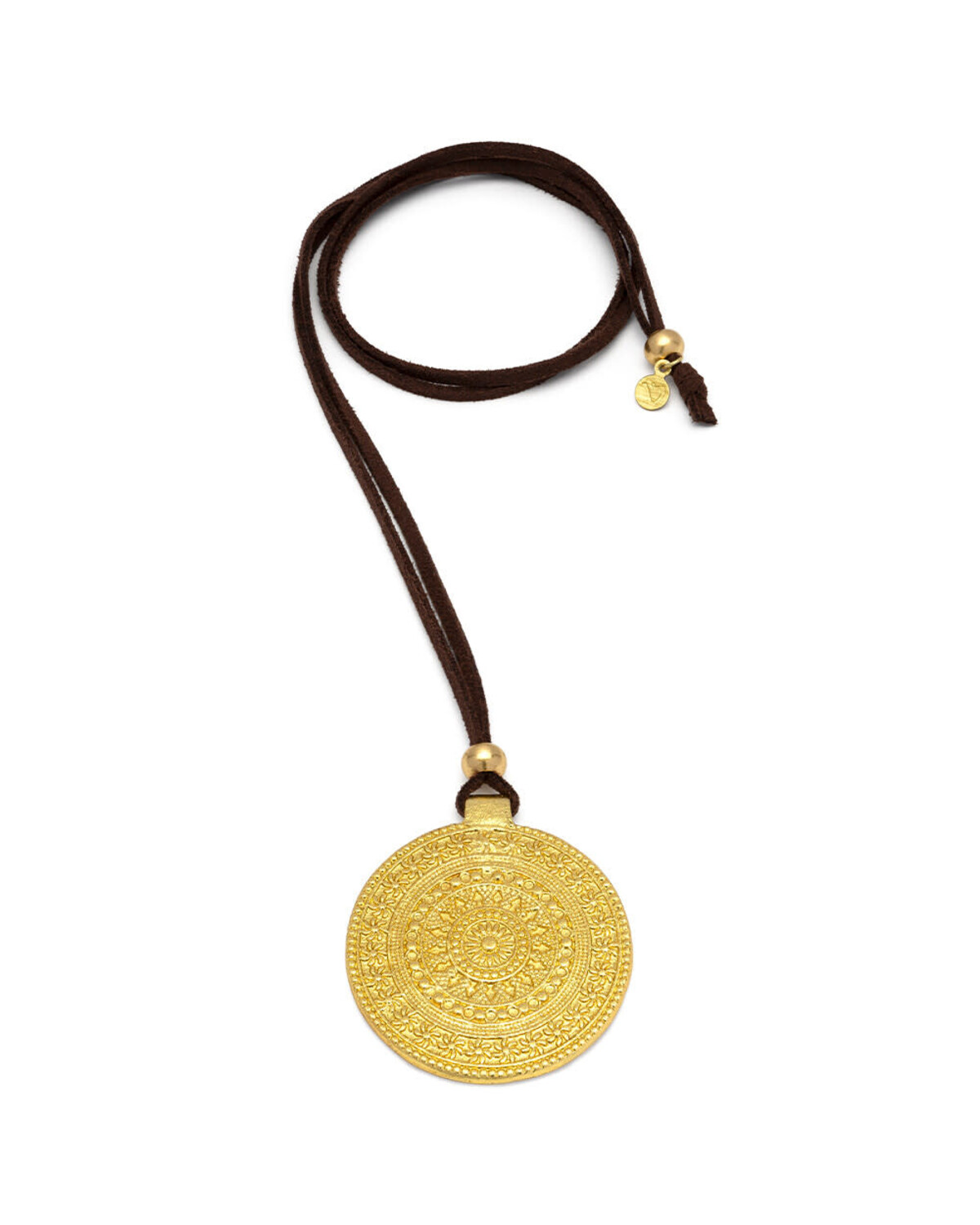 dd02061PENDENTE PLACCA DESIGN - FILO SUEDE MARRONE