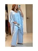 ONE SIZE SILK EMBROIDERED TUNIC AND PANTS SET(more Colors)