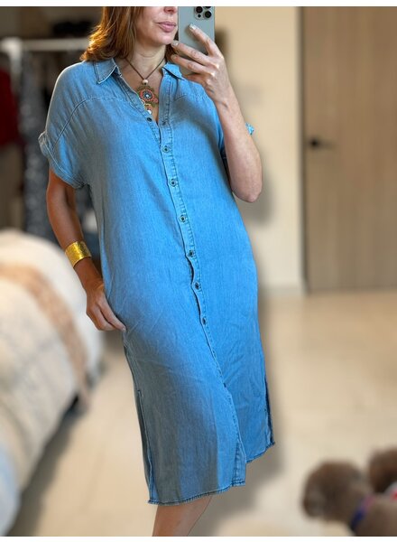 Denim short sleeve dress