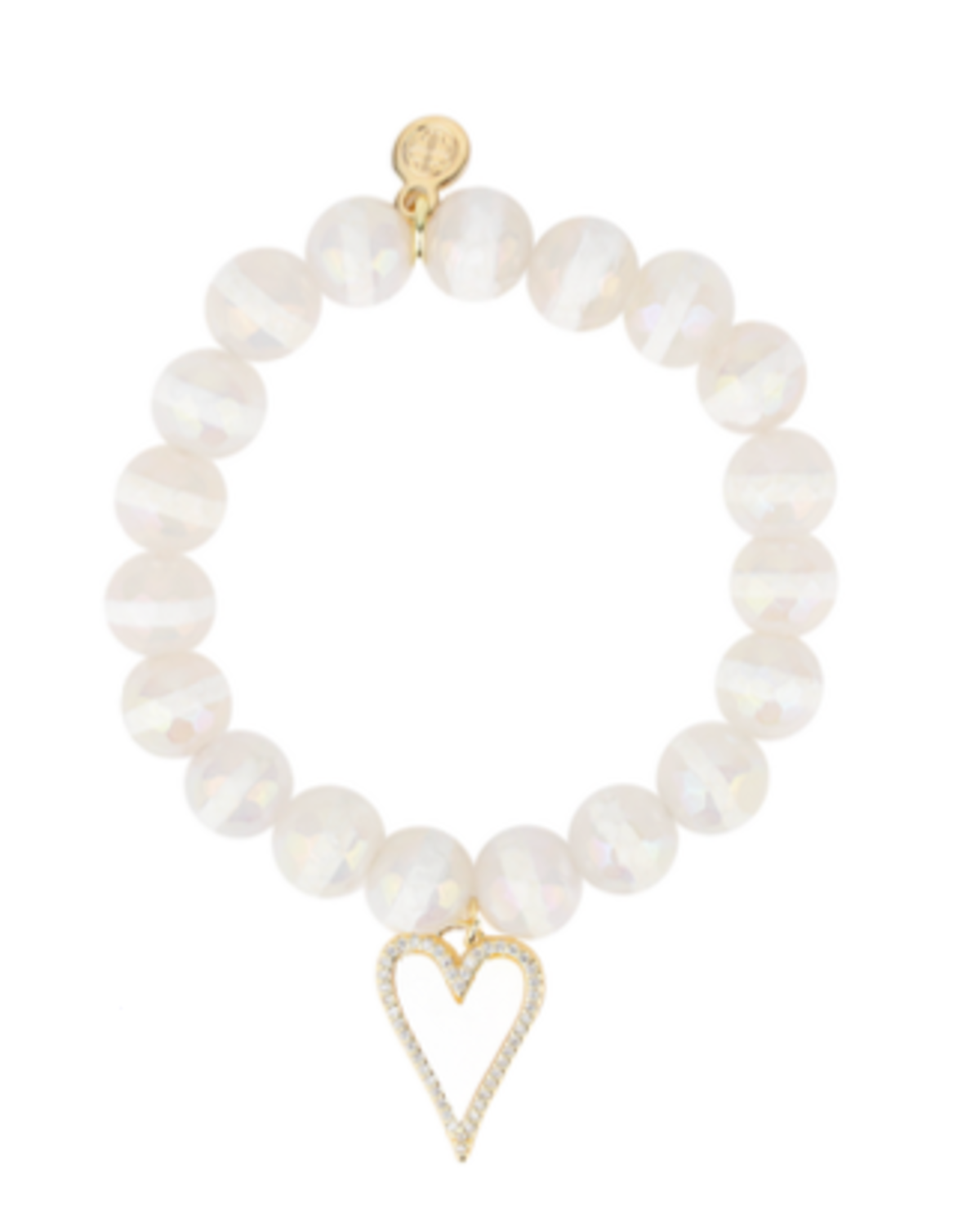 CAPIZ HEART BRACELET WHITE