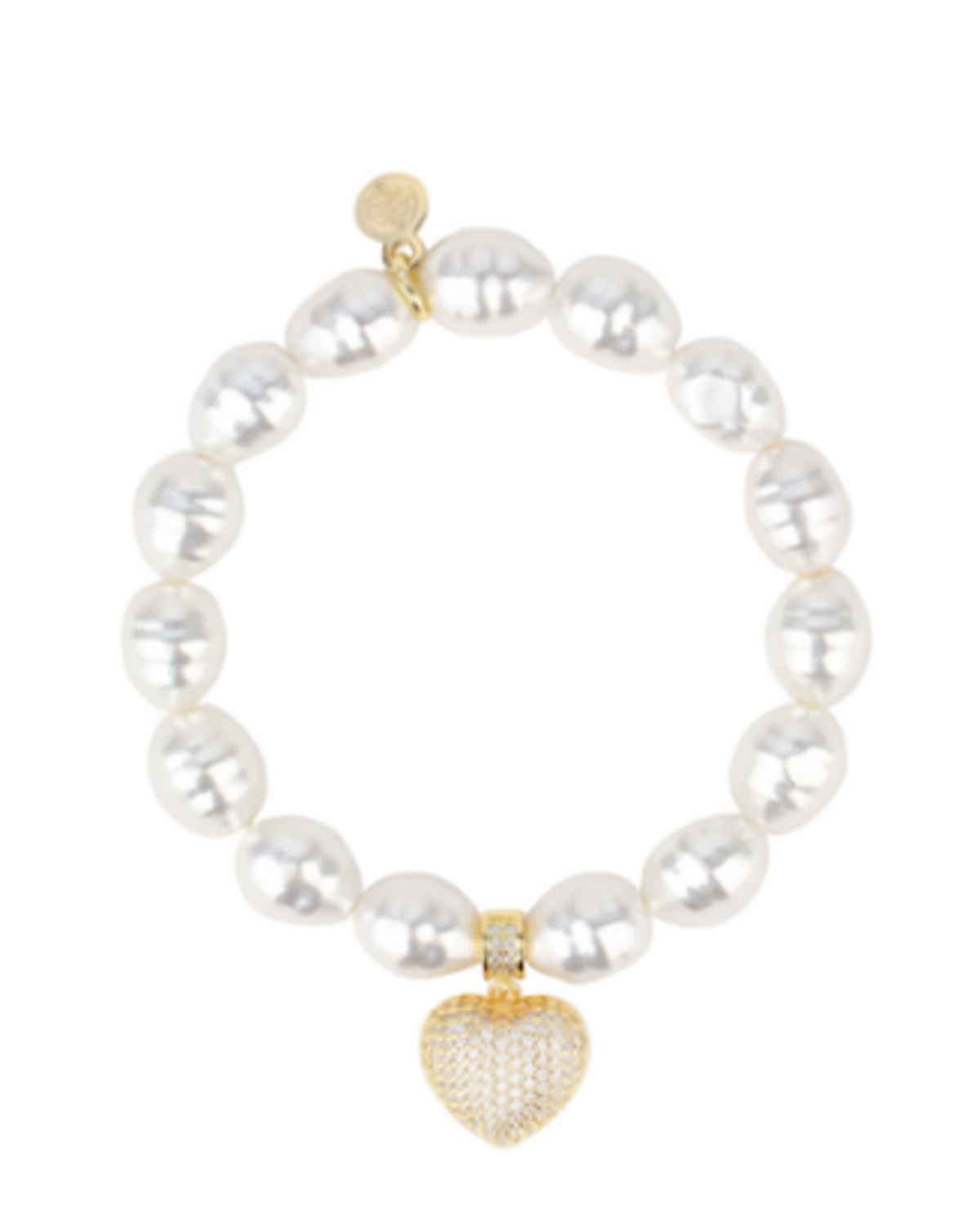 white pave heart bracelet pearl