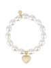 white pave heart bracelet pearl