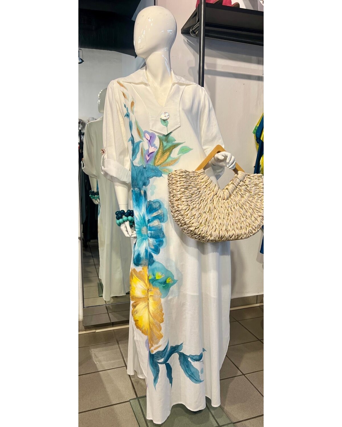 Hand painted linen dress