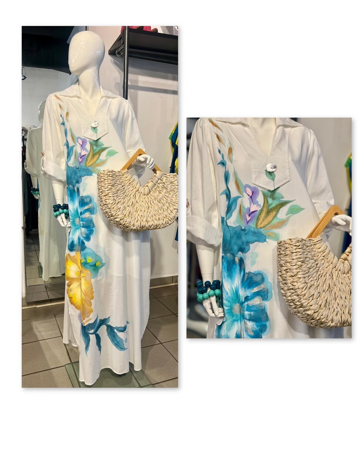 Hand painted linen dress