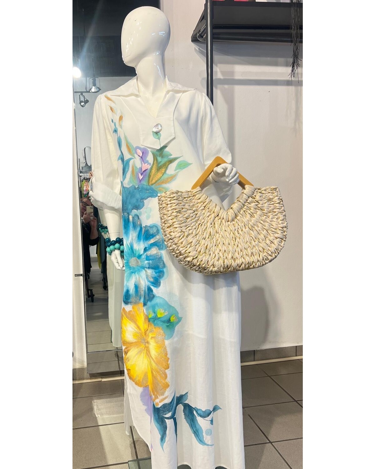 Hand painted linen dress