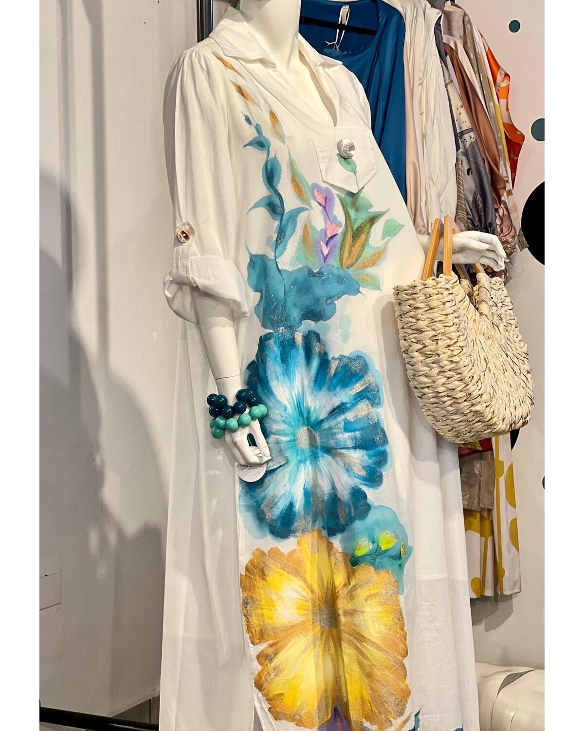 Hand painted linen dress